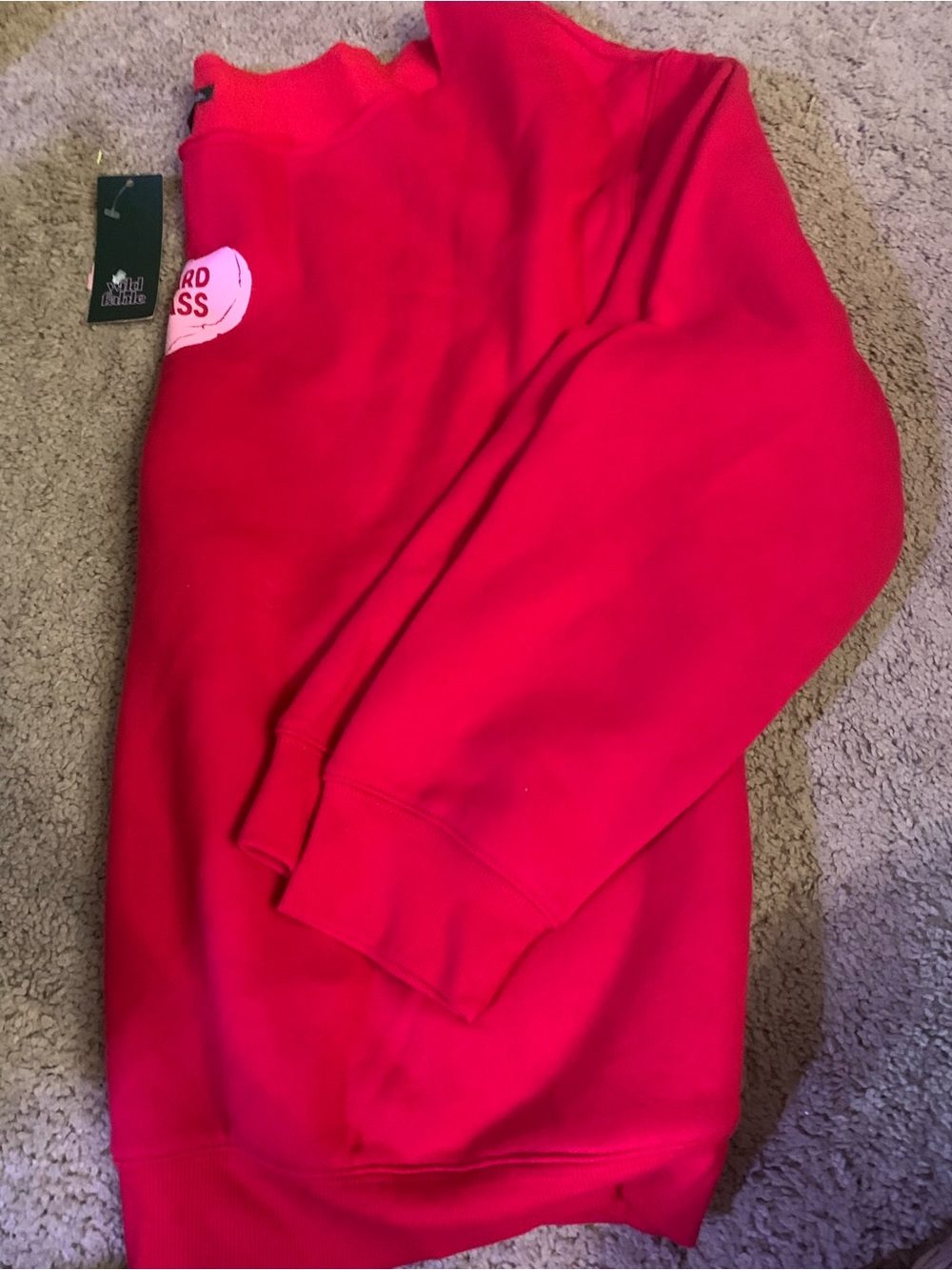 wild fable Red Crewneck Sweatshirt - pink heart ‘HARD PASS’ size XL